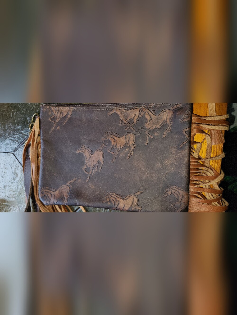 Custom Leather Mustang Clutch 8x11" - Picture 4 of 6
